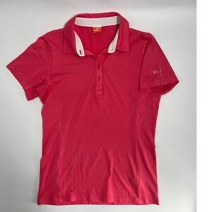 Puma Womens Golf Polo Shirt Pink Short Sleeve Textured Activewear